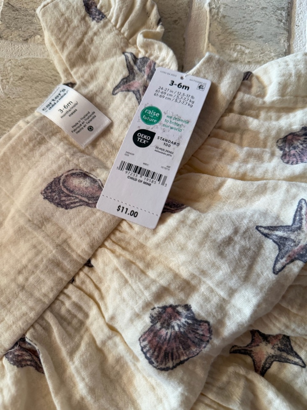 Carter's Cream Seashell & Starfish Ruffle Romper - Picture 4 of 5